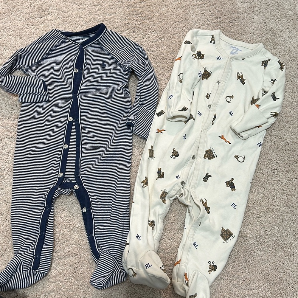 Ralph Lauren baby button up footie 6months